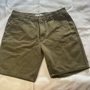 Vintage Men's Bugle Boy Jeans 750 Green Denim Jean‎ Shorts Size 40 90s Vtg